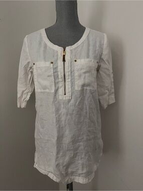 White Linen Tunic Top